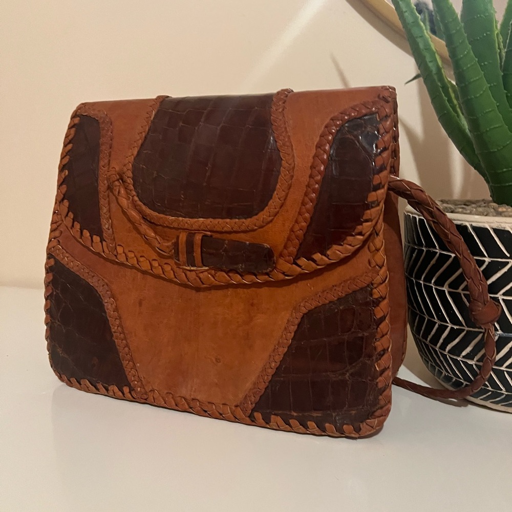 Artisanal Brown Leather Crossbody Bag